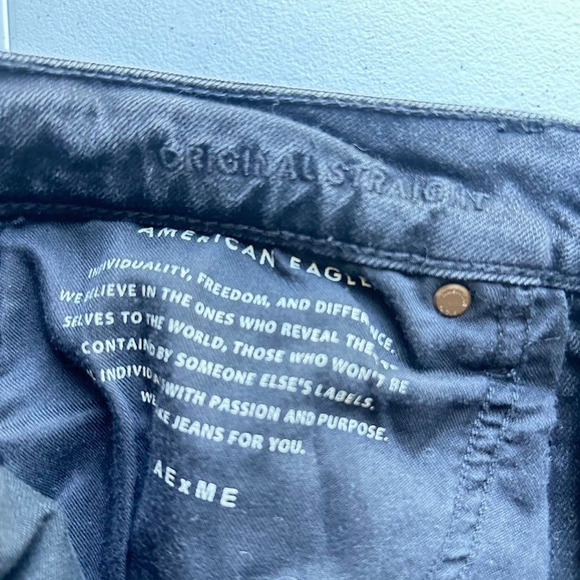 American Eagle Mens Jeans Black 31x30 Original Straight Denim Stretch Cotton - Picture 6 of 7